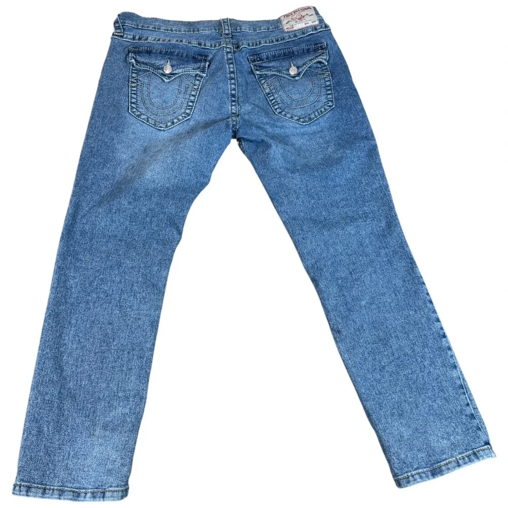 True Religion GENO Relaxed Slim Jeans Mens 38 Blue Denim‎ Stretch Straight Leg